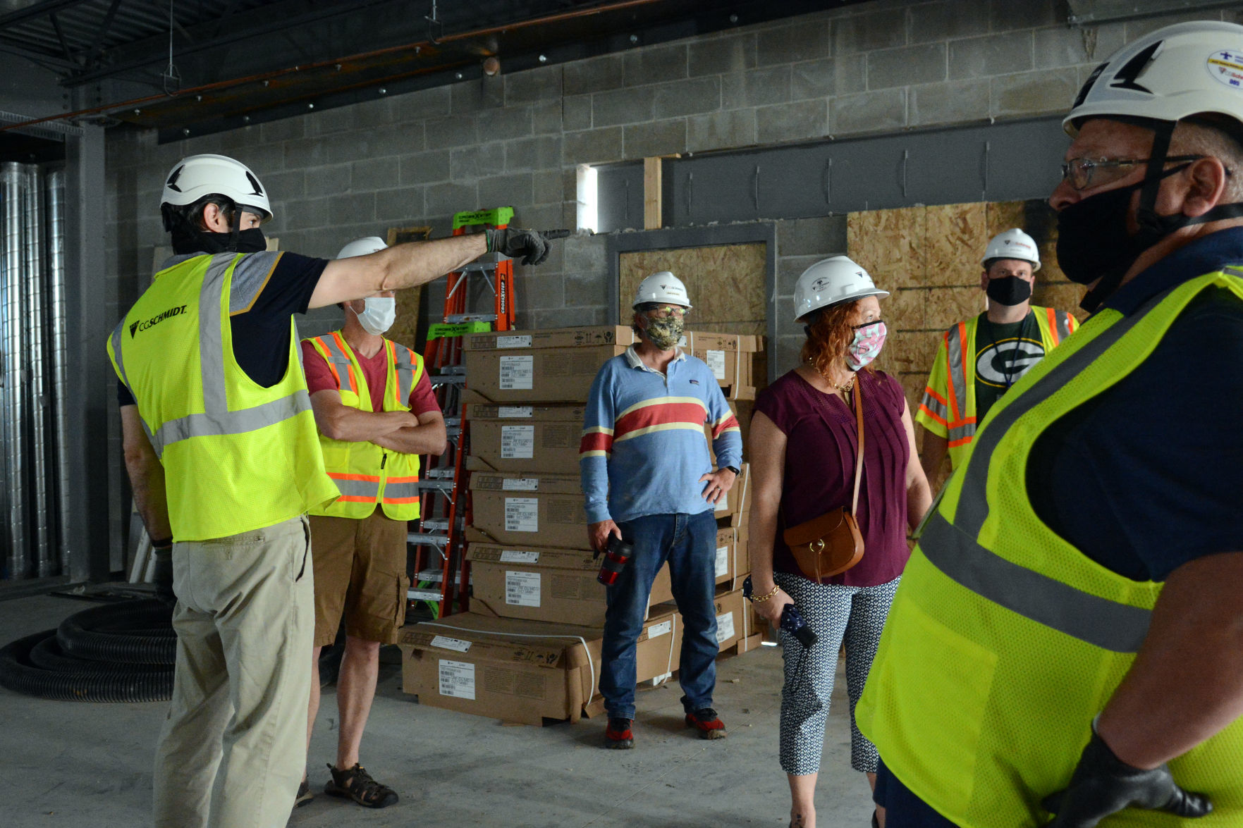Baraboo middle school construction tour, June 23, 2020